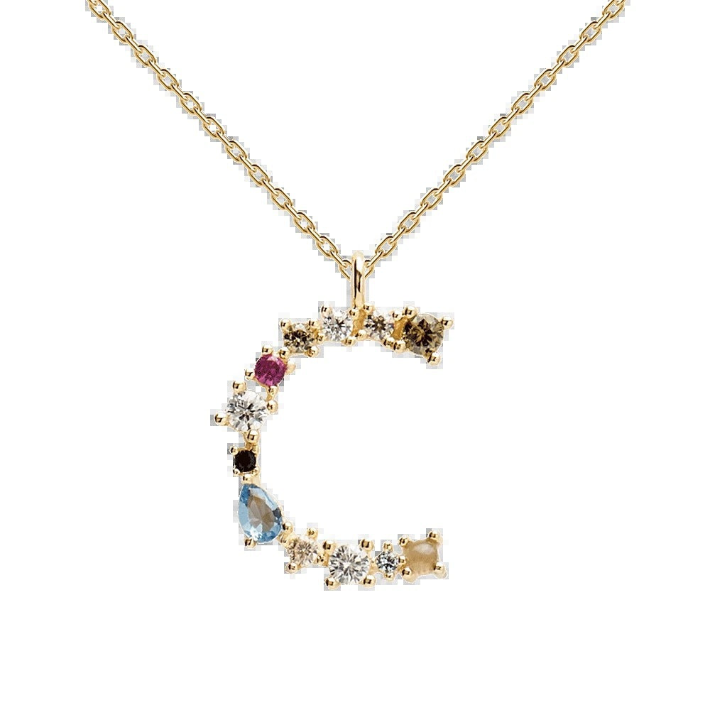 Multi Gemstone Alphabet Necklace