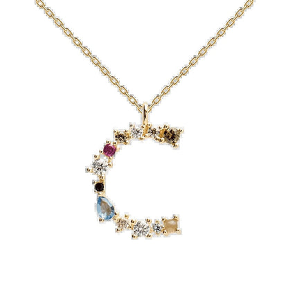 Multi Gemstone Alphabet Necklace