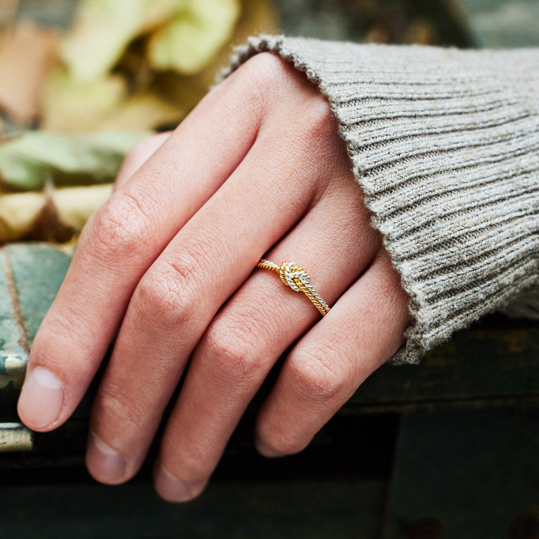 Bond That Links Us Matching Handcrafted Two Strand Knot Ring