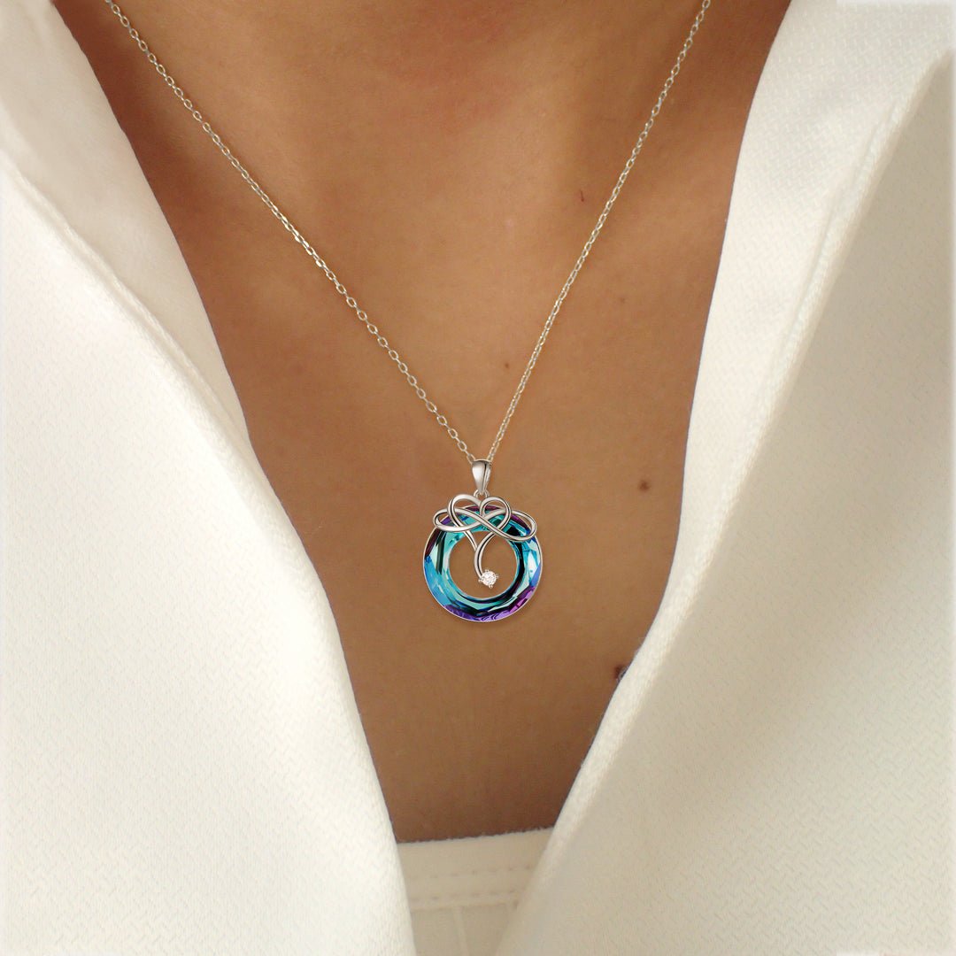 For Daughter - I Love You until Infinity Runs Out Crystal Infinity Necklace