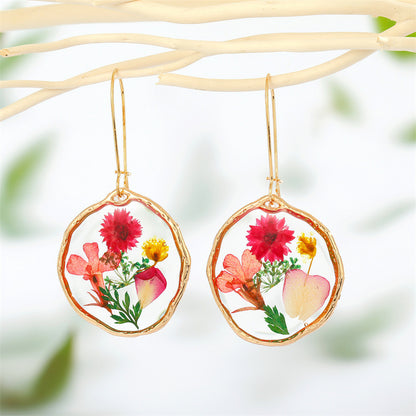 Irregular Circle Dried Flower Earrings