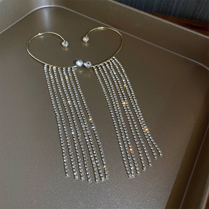 Butterfly Tassel Shiny Zircon Ear Cuffs