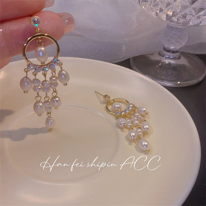 Pearl Dream Catcher Tassel Earrings