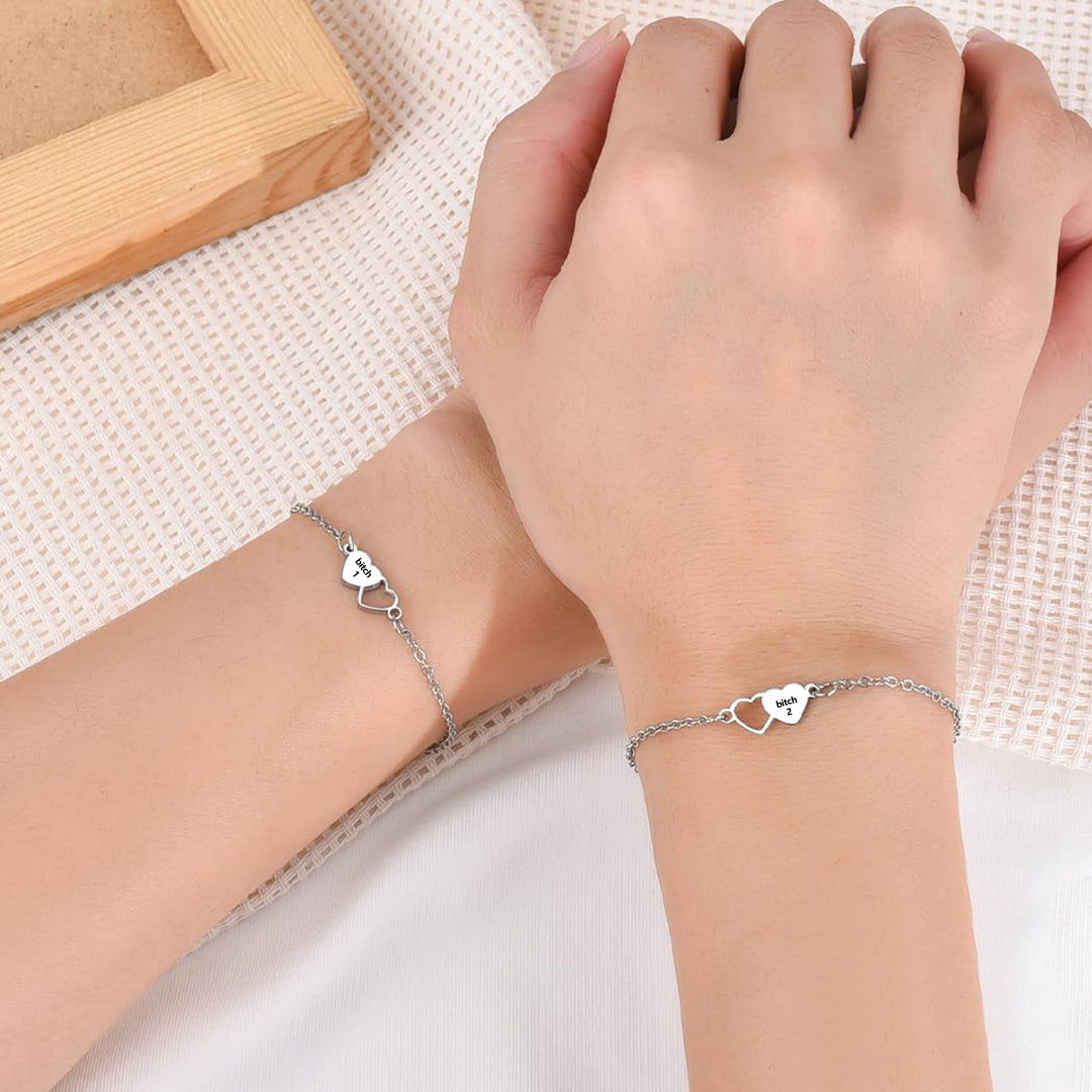 For Friend -You're My Favorite Bitch Heart Set Bracelet