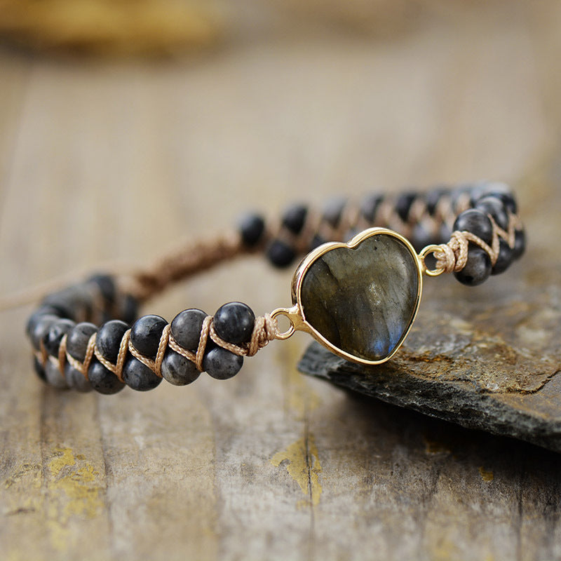 Handmade Natural Stone Heart Bracelet