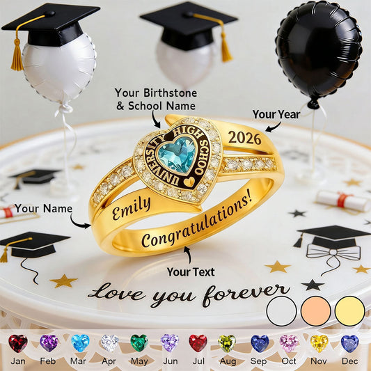 Custom Engraved Birthstone Graduation Ring - Gifts for Graduates