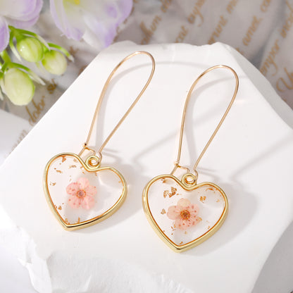 Heart Forget Me Not Flower Earrings