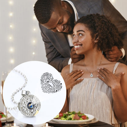 100 Languages I Love You Necklace Projection Pendant Sun And Moon Couple Gift