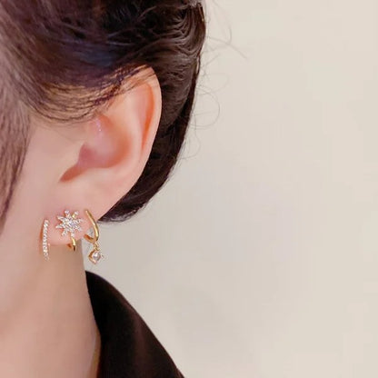 Eight Awn Star Crystal Earrings