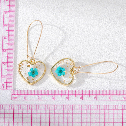 Heart Forget Me Not Flower Earrings