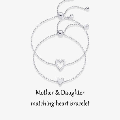 Mother & Daughter Matching Heart Beat Bracelet Set