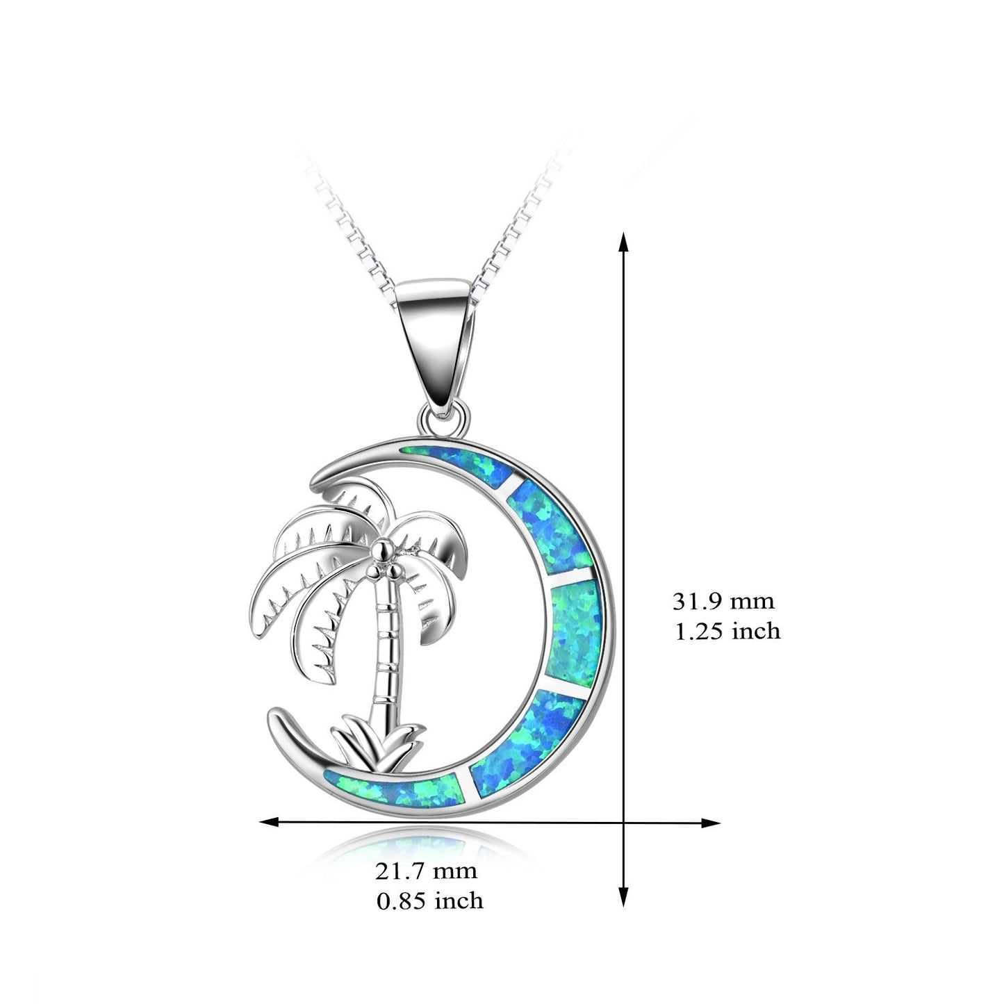 Opal Palm Tree Moonlight Sterling Silver Necklace