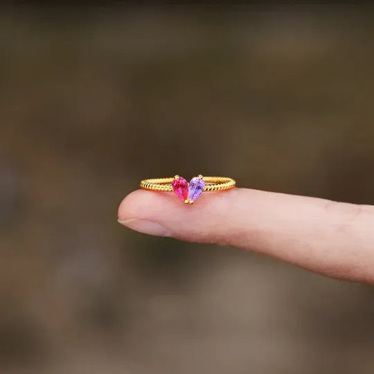 For Love - Partners In Love Heart Custom Birthstone Ring