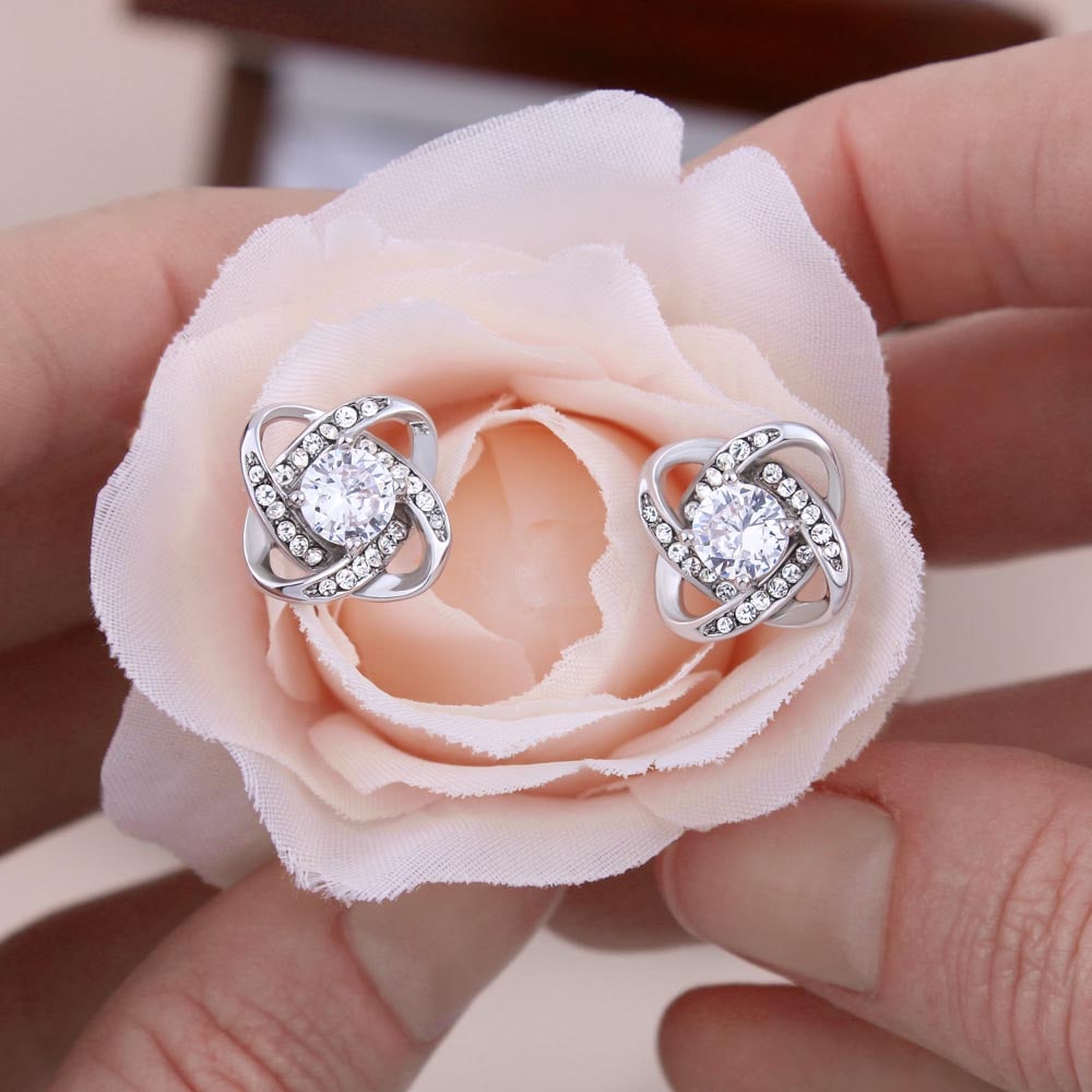 To My Beautiful Daughter - Forever Love Knot Sterling Silver Earring