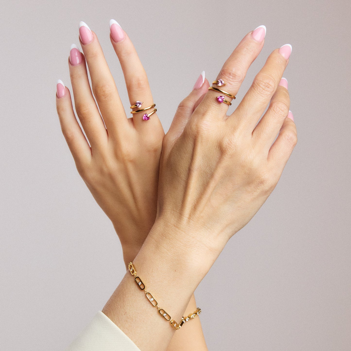 Forever Besties Twin Hearts Birthstone Wrap Ring
