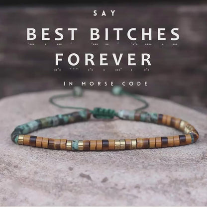 'Best Bitches Forever' Morse code Motivational Bracelet