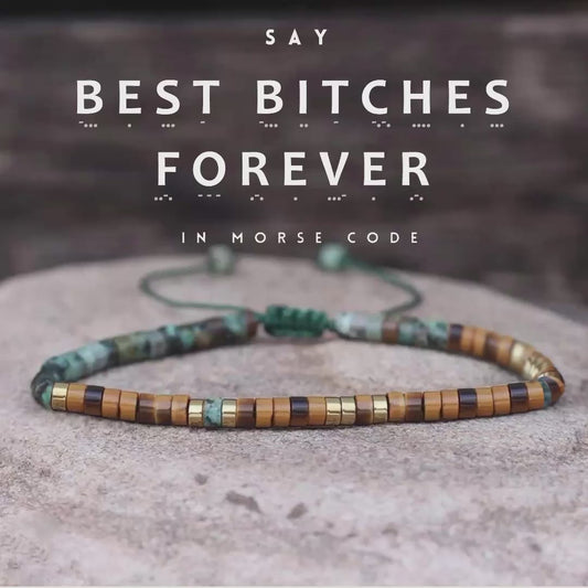 'Best Bitches Forever' Morse code Motivational Bracelet