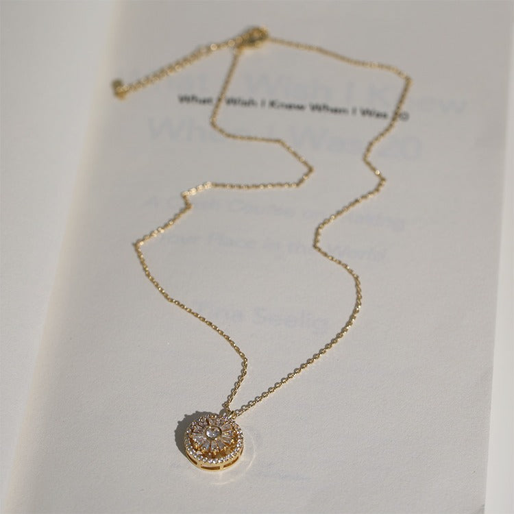 Luxury Crystal Sunflower Fidget Necklace