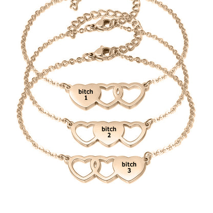 For Friend -You're My Favorite Bitch Heart Set Bracelet