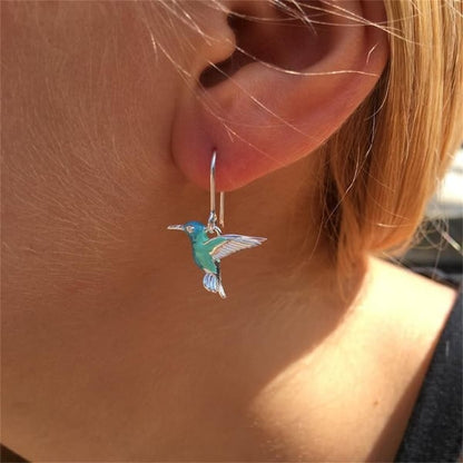 Enamel Hummingbird Necklace & Earrings