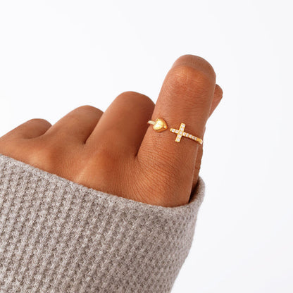Pray Through It Cross & Heart Ring