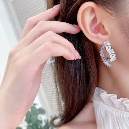 18K Gold-Plated Exquisite Crystal Heart Wheat Earrings