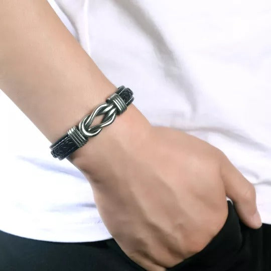 "To My Son" Family Bonds - Linked Forever Leather Bracelet