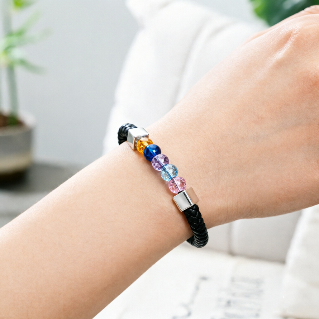 For Love- Personalized Birthstone Leather Bead Bracelet