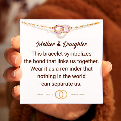Mother & Daughter Dainty Chain Linking Circles Bracelet - S925 Silver