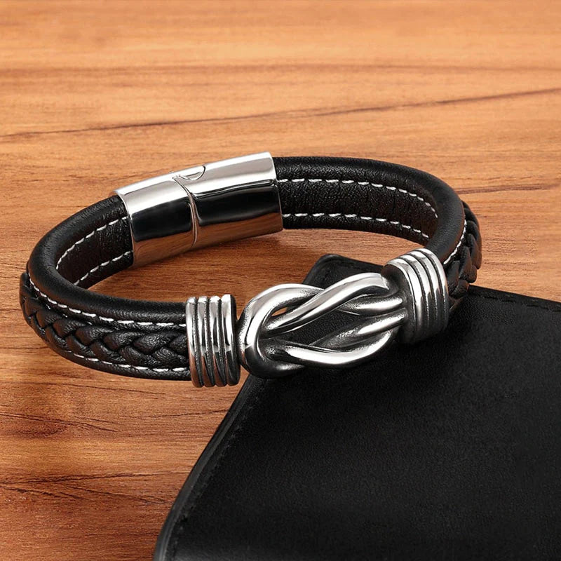 For Son - Mother & Son Forever Linked Together Black Knot Bracelet