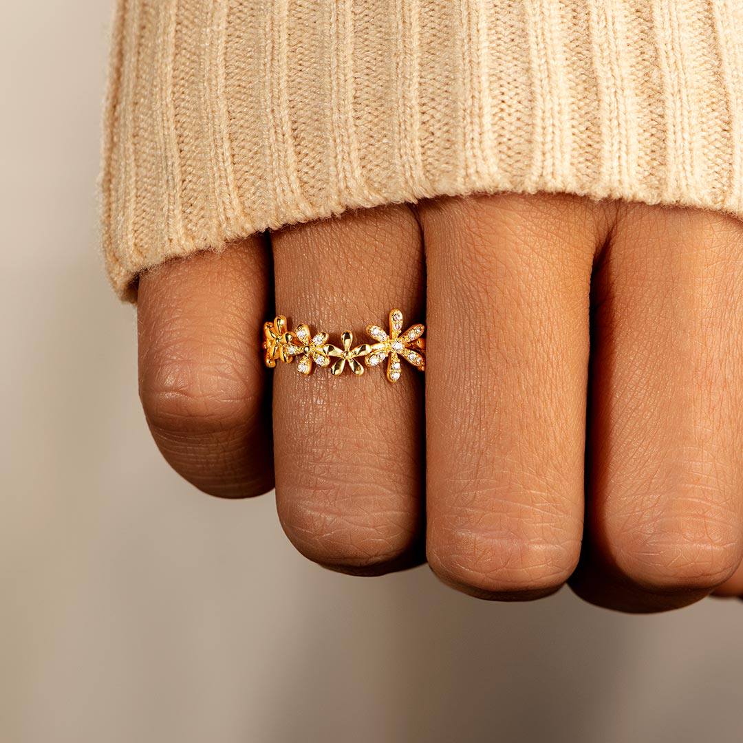 Thank You Mom Pavé Floral Ring