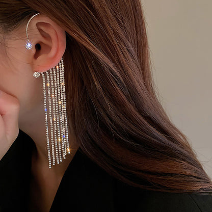 Butterfly Tassel Shiny Zircon Ear Cuffs