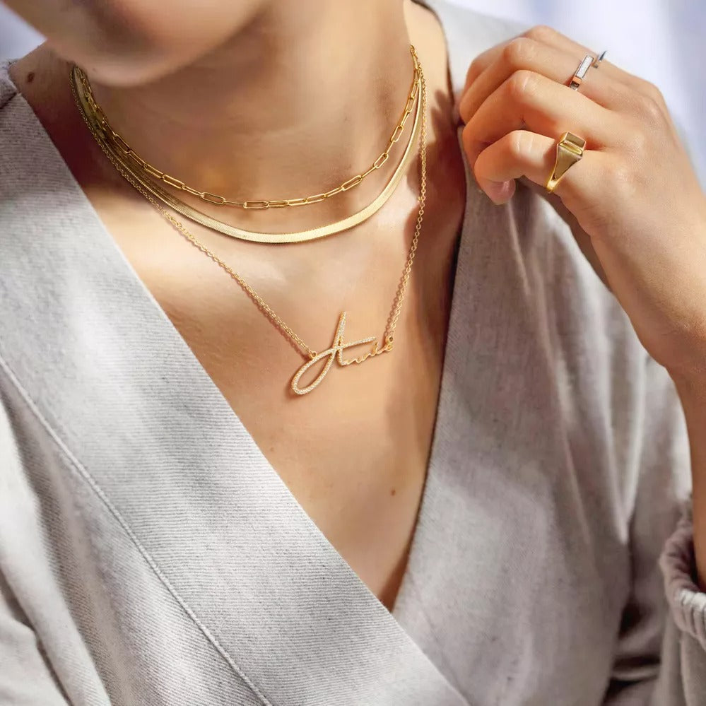 Signature Style Name Necklace With Diamond