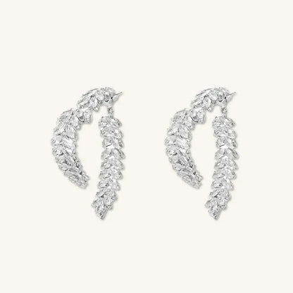 14K Gold-Plated Exquisite Crystal Heart Wheat Earrings