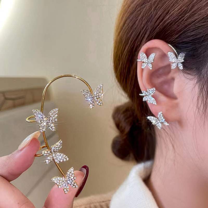 Butterfly Tassel Shiny Zircon Ear Cuffs