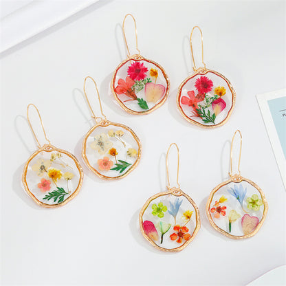 Irregular Circle Dried Flower Earrings