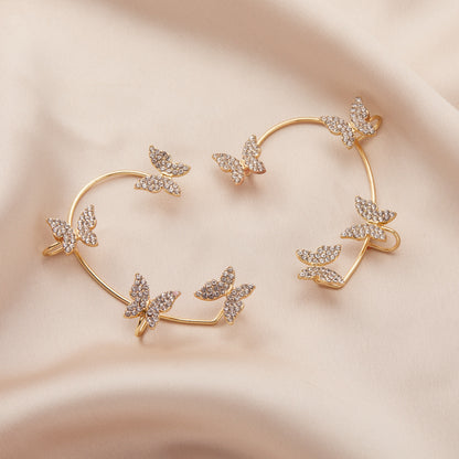 Butterfly Tassel Shiny Zircon Ear Cuffs