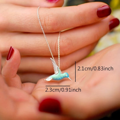Enamel Hummingbird Necklace & Earrings