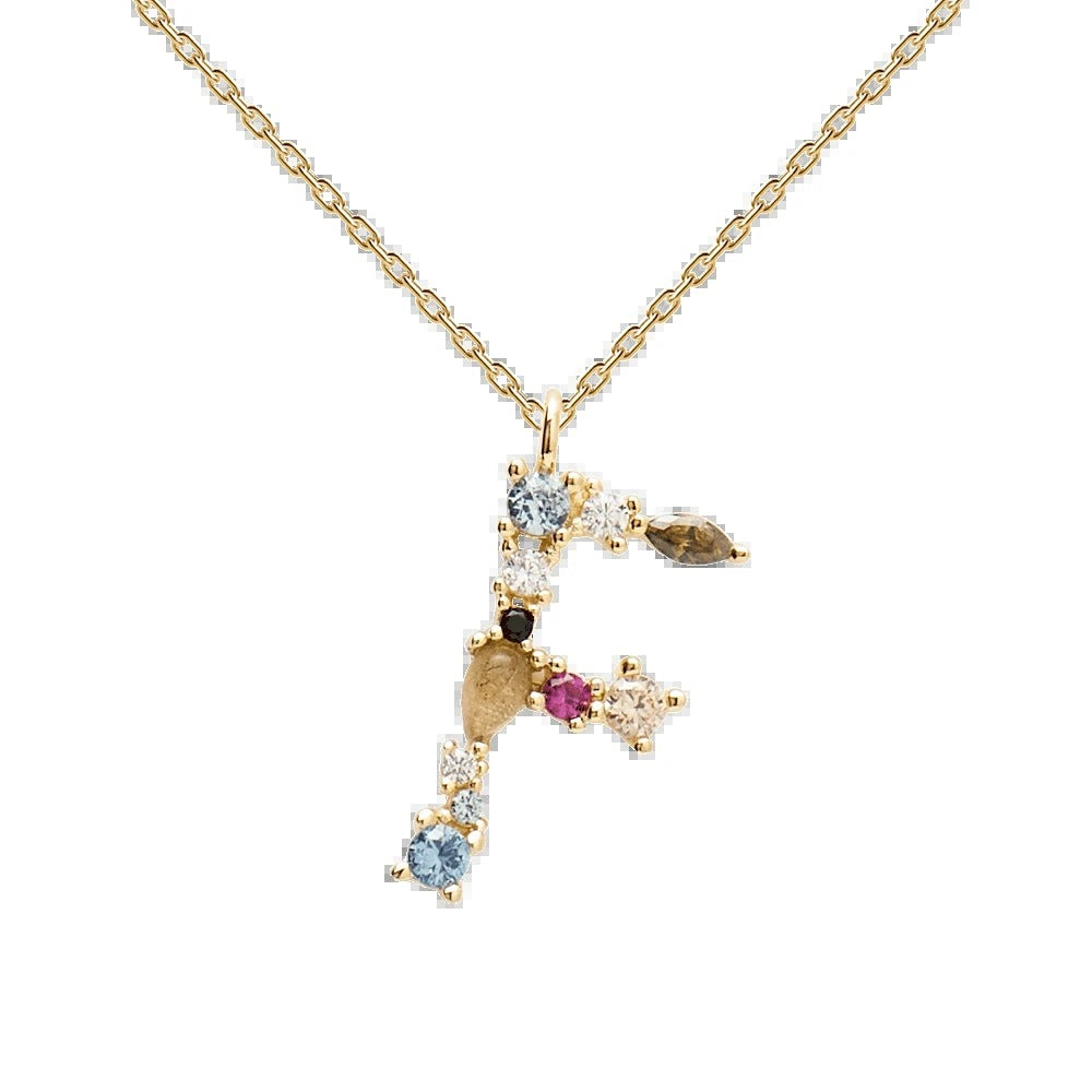 Multi Gemstone Alphabet Necklace