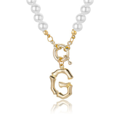 Personal Pearl Necklace Choker Alphabet A-Z