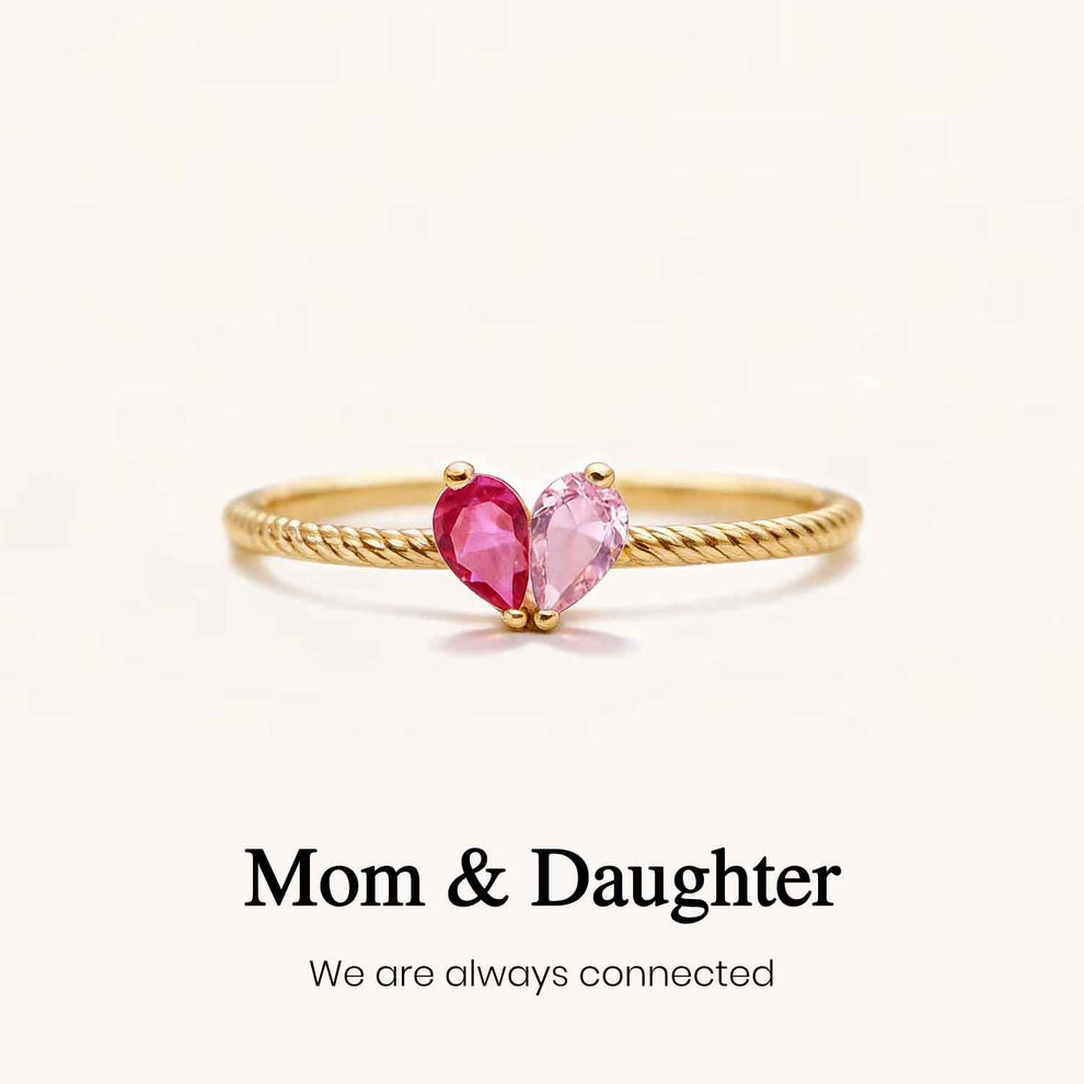 Custom Tiny Heart Birthstone Adjustable Ring