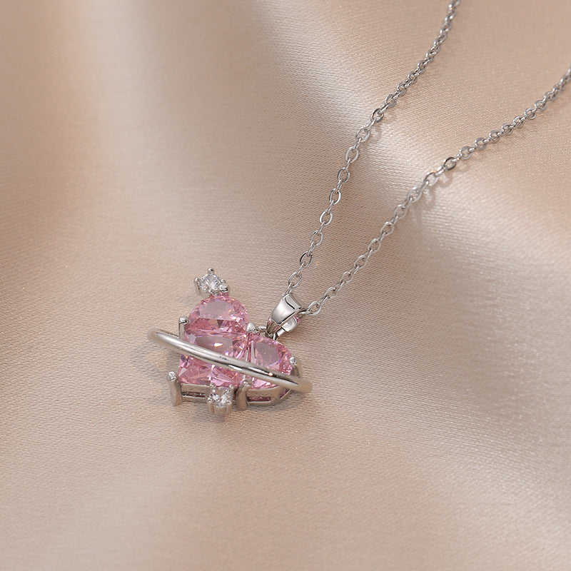 🎄CHRISTMAS HOT SALE❄-Pink Love Zircon Necklace