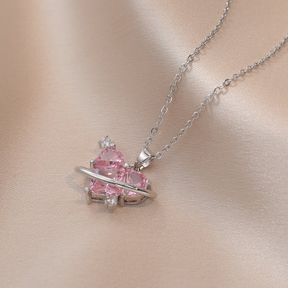 🎄CHRISTMAS HOT SALE❄-Pink Love Zircon Necklace