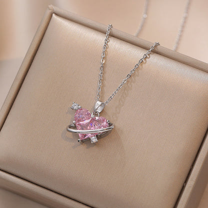 🎄CHRISTMAS HOT SALE❄-Pink Love Zircon Necklace