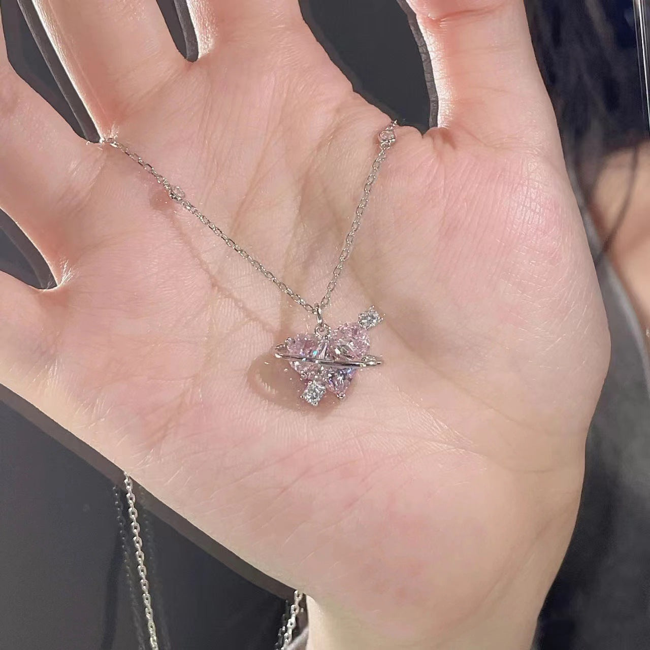 🎄CHRISTMAS HOT SALE❄-Pink Love Zircon Necklace