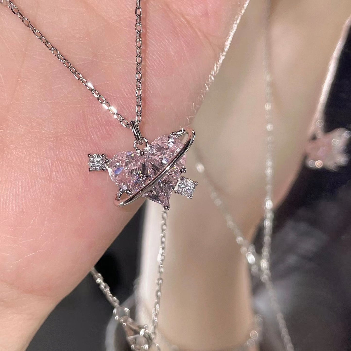 🎄CHRISTMAS HOT SALE❄-Pink Love Zircon Necklace