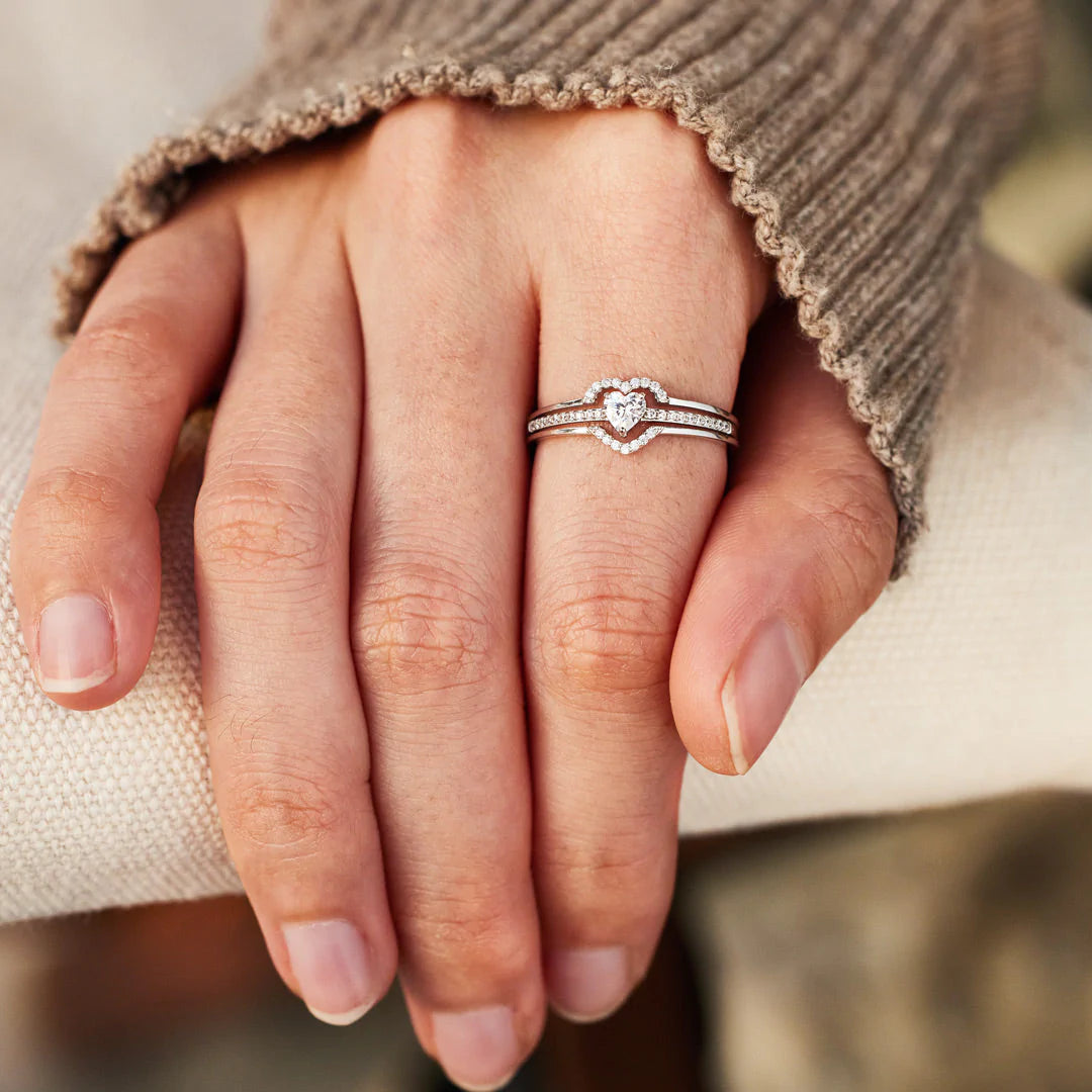 My Heart's First Home Layered Heart Ring