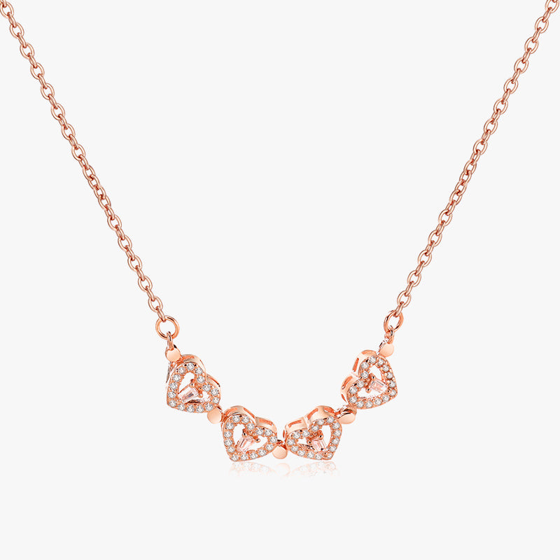 Lucky Four Leaf Clover Heart Necklace