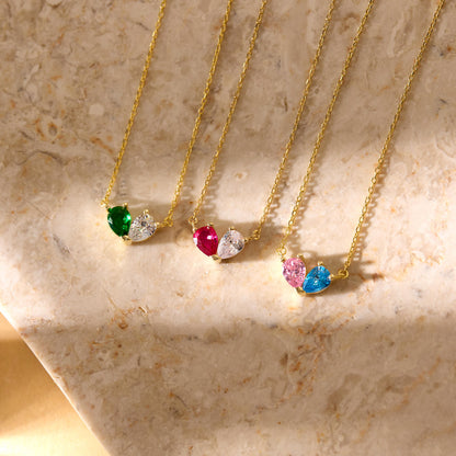 Custom Tiny Heart Birthstone Necklace