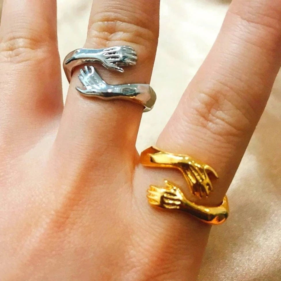 Hug Ring - Couple Love Hugging Hand Stackable Ring